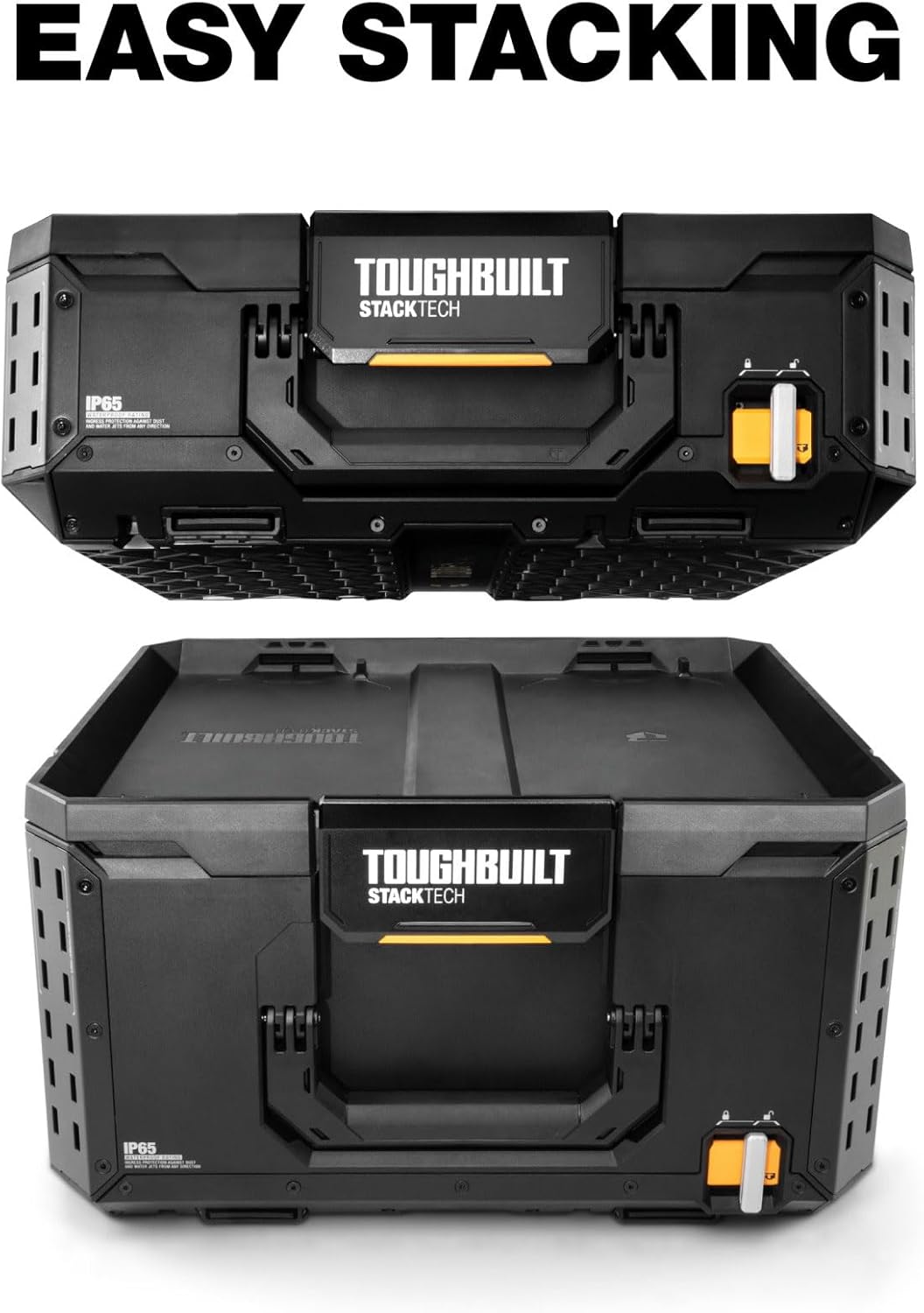 ToughBuilt StackTech Large Tool Box with Auto-Locking Interface, Self-Aligning Top, One-Hand Latch, Accessory Rails, Lock Points & IP65 Protection