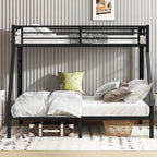 Bellemave Metal Twin XL Over Queen Bunk Bed for Adults/Kids,Heavy Duty Adults Bunk Beds with Guardrail & Ladders,Queen Size Bunk Beds for Teens,Black