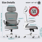 TRALT Office Chair Ergonomic Desk Chair, 330 LBS Home Mesh Office Desk Chairs with Wheels, Comfortable Gaming Chair, High Back Office Chair for Long Hours (White)
