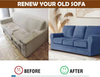 Velvet High Stretch Sofa Covers for 2 Cushion Couch Sofa Slipcovers, Washable Furniture Protector with Drawstring Anti Slip Bottom, Soft and Plush Fabric for Kids and Pet (Dark Blue 7 Pieces)
