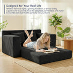 Boneless Couch Loveseat Sleeper, Convertible Sofa Bed Folding Couch Bed Foldable, 2 in 1 Boneless Chair Bed & Futon Sofa Bed, Small Pull Out Sofa with 4 Pillows for Living Room, Black | No Assembly, Convertible, 2 in 1, Pull Out Handle, 4 Pillows