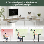 FEZIBO 63" Triple Motor L Shaped Standing Desk with 3 Drawers, 330LBS Electric Standing Gaming Office Desk L Shape, Pure White