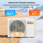 COSTWAY 11500 BTU Mini Split Air Conditioner, 208/230V 17 SEER2 Wifi Enabled Inverter Air Conditioner & Heater Pump System Cools Up to 750 Sq. Ft, Compatible with Alexa, w/Installation Kit