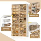 JEKO&JEKO 10 Tiers Foldable Shoe Rack Organizer Cabinet for Closet Entryway, Large Collapsible Shoe Storage Box with Magnetic Doors Fits Up to 40 Pairs (White)