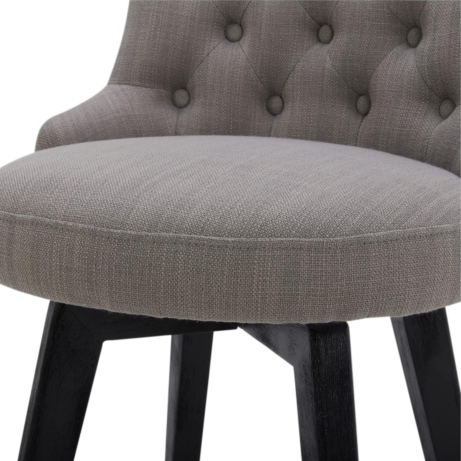 Watson & Whitely Modern Swivel Bar Stools, Performance Fabric Upholstered Counter Height Bar Stool with Back, Solid Wood Legs, 26" H Seat, Set of 2, Flint Grey