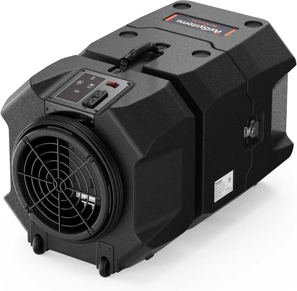 PURISYSTEMS 900 CFM Air Scrubber Commercial, Portable Industrial Air Purifier with HEPA/Activated Carbon Filter, 5-Speed, Stackable, GFCI Outlet, Negative Air Machine