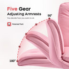 amseatec Criss Cross Chair with Armrests & Wheels, PU Leather Vanity Chair, Comfortable Adjustable Swivel Computer Office Desk Chairs for Home, Make Up, Bed Room (Pink)
