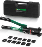 16 Ton Hydraulic Wire Crimper Battery Cable Lug Terminal Crimping Tool WIth Standard US cable Dies,Crimps 6 AWG to 600 MCM, Cable Crimping Tool with 13 Pairs of Standard US cable Dies