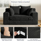 Boneless Couch Loveseat Sleeper, Convertible Sofa Bed Folding Couch Bed Foldable, 2 in 1 Boneless Chair Bed & Futon Sofa Bed, Small Pull Out Sofa with 4 Pillows for Living Room, Black | No Assembly, Convertible, 2 in 1, Pull Out Handle, 4 Pillows