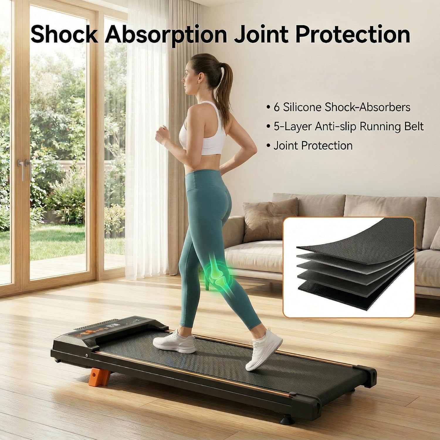 Walking Pad Treadmill with 8% Incline, 2.5HP Quiet Motor, 300 lbs Capacity, Under Desk Treadmill with Remote & LED Display, 0.5–4 MPH, Portable Treadmill for Home, Apartment & Office