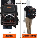 WELKINLAND 46-Pockets Electrician Backpack, Full-Open Tool Backpacks, Heavy Duty Tools Backpack, Waterproof Waxed-Canvas Tool Backpacks, HVAC, Mechanics Tools Bag