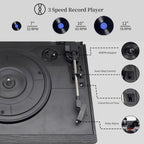 9 in 1 Record Player with External Speakers 3 Speed Bluetooth Turntable Vinyl Player with CD/Cassette Play AM/FM Radio  USB SD/MMC Play  Aux-in/RCA Line Out