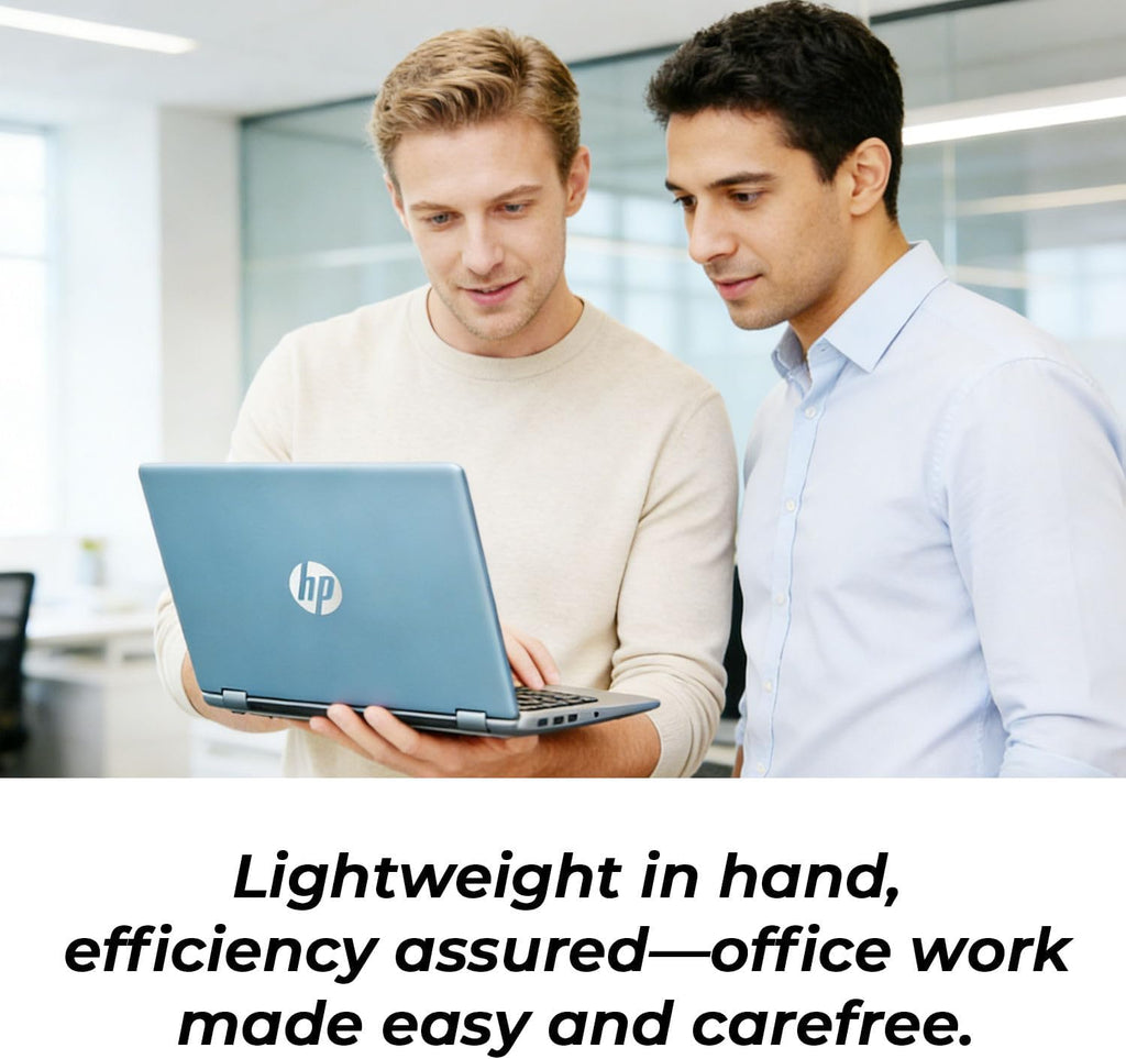 HP 14" Moonlight Blue Laptop with Office 365  AMD CPU  4GB DDR5 On-Board RAM  1.1TB Storage (128GB SSD and 1TB OneDrive)  HD Display  Windows 11  Energy-Efficient & Quiet Performance