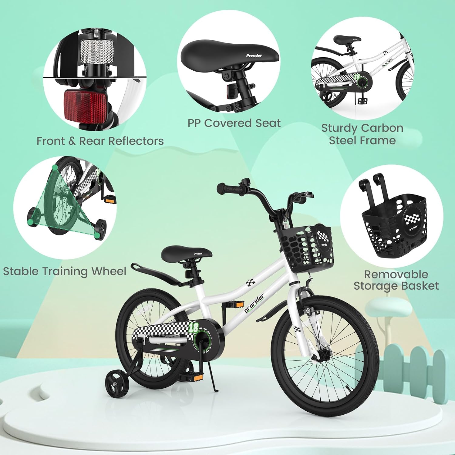 BABY JOY Kids Bike, 12 14 16 18 Inch Boys Girls Bike for 3-8 Years w/Training Wheels, 20 Inch Children Bicycle for 8+ Teens w/Kickstand, Handbrake, Coaster Brake & Removable Basket, Sporty Bicycle