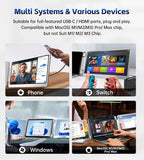 FOPO 15.6 Triple Laptop Screen Extender  Left Screen 360° Rotation Laptop Monitor Extender  Plug and Play Triplp Monitor for 13-17" Laptops with USB-C/HDMI  for Windows/Mac(M1/M2/M3) Pro/Max - S10