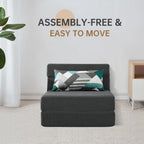 Nigoone Folding Sofa Bed Single Size with Pillow Memory Foam Convertible Sleeper Chair Floor Couch Futon Lazy for Living Room Home Office Guest Beds Apartment Upstairs Loft, Dark Gray