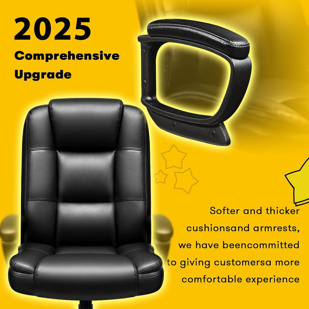 OFIKA Home Office Chair, 400LBS Big and Tall Computer Chair Heavy Duty Design, Ergonomic High Back Cushion Lumbar Back Support, Adjustable Executive Leather with Armrest