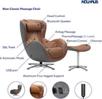 Nouhaus Classic Massage Chair with Ottoman – Caramel Leather Recliner with Percussive Shiatsu Massager, Built-in Speaker & Full Body Spot Massage – Ultimate Comfort for Home & Office