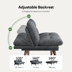 Marsail 66" Futon Sofa Bed, Convertible Corduroy Futon Couch with Adjustable Backrest & Armrests, Small Sleeper Sofa Loveseat for Living Room, Apartment, Office, Grey