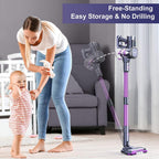 Lubluelu Cordless Vacuum Cleaner, Stick Vacuum Cordless Rechargeable with Lightweight 235W Brushless Motor, Self-Standing and Handheld Design for Carpet, Hard Floor and Pet Hair (Purple)