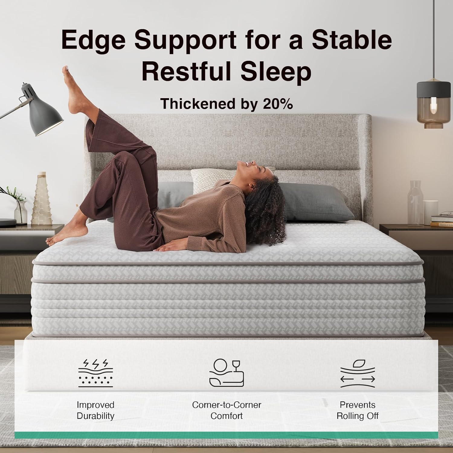 Novilla 12 Inch King Size Mattress in a Box, Hypoallergenic & Back Pain Relief, Hybrid King Mattresses with Smarts Coils, Fiberglass Free CertiPUR-US Certified Colchones No Box Spring Needed
