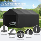 GOJOOASIS Carport Canopy Heavy Duty 10x20 ft Party Tent Portable Car Garage with Sidewalls (10 x 20 ft Black)