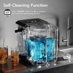 ZAFRO Countertop Ice Maker, 26Lbs/24H, 9 Bullet Cubes in 6 Mins, Self-Cleaning Portable Ice Machine with 2 Ice Sizes (S/L), Quiet Compact Design, Double Handles, for Home, Party, RV, Camping, Black