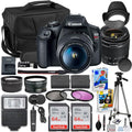 Canon EOS Rebel T7 DSLR Camera with 18-55mm Lens Bundle with Extra Canon Battery + 2X 64GB Memory Cards + Accessory Kit Including Bag  Flash  Remote  Aux Lenses  Software & More