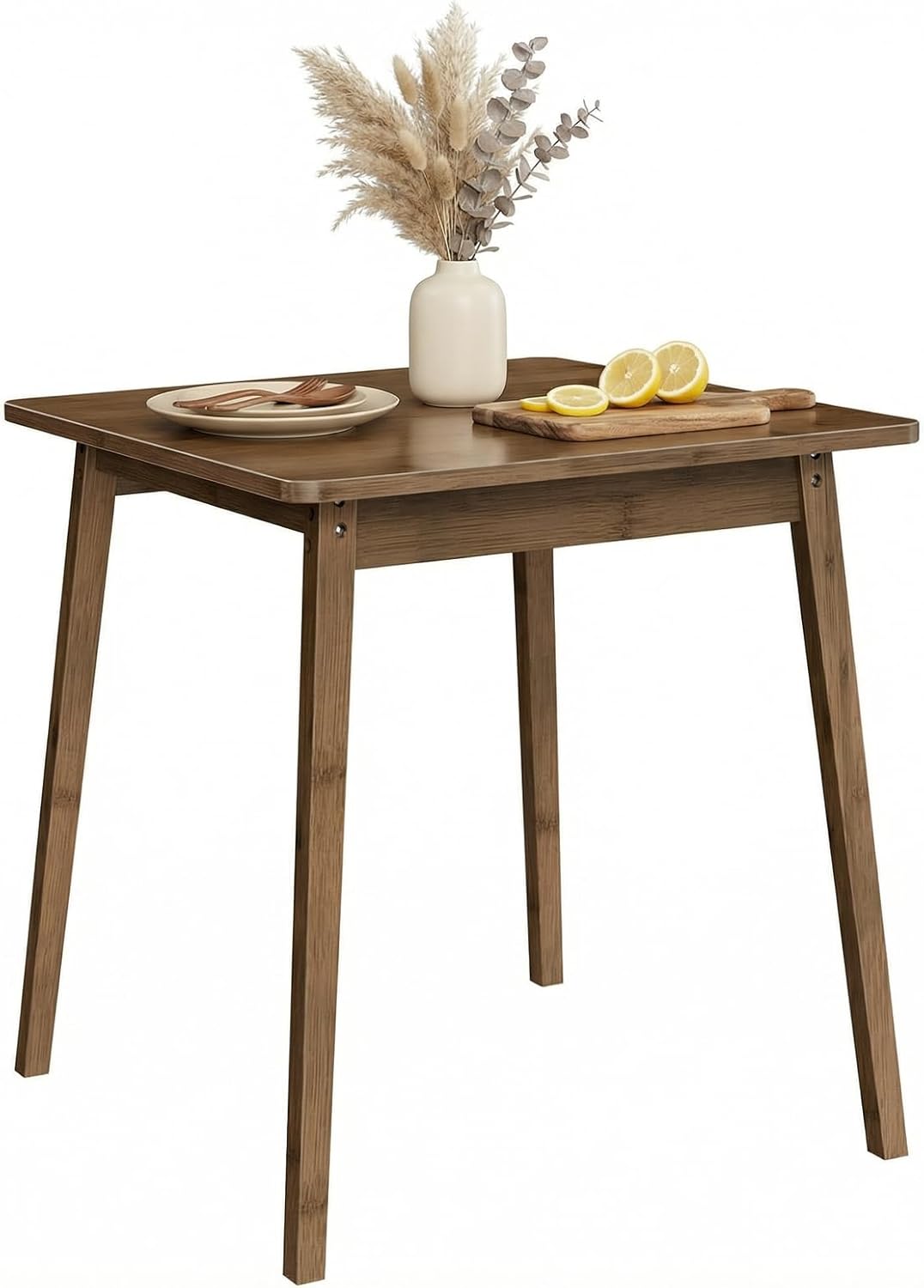 HOOBRO Bamboo Dining Table, Square Dining Table for 2, 27.6" Kitchen Table for Small Space, Writing Table, Easy to Assemble, for Dining Room, Living Room, Office, Kitchen, Apartment, Brown BR70CZ01G1