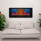 36" Electric Fireplaces Inserts, Recessed & Wall-Mounted Fireplace Heater with Thermostat, Multicolor Flames,Timer, Log & Crystal, 750/1500W