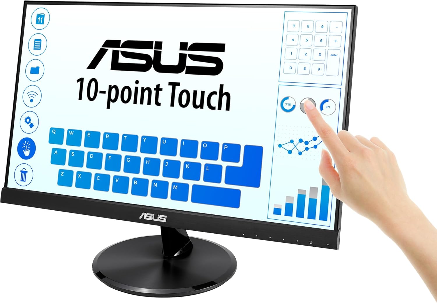 ASUS VT229H 21.5" Monitor 1080P IPS 10-Point Touch Eye Care with HDMI VGA  Black