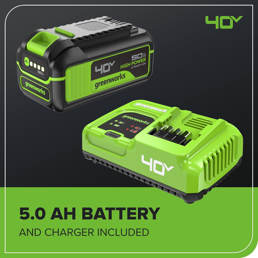 Greenworks 40V HP 18" BL Chainsaw Kit with 5.0Ah HP Battery and 5A Rapid Charger