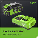 Greenworks 40V HP 18" BL Chainsaw Kit with 5.0Ah HP Battery and 5A Rapid Charger