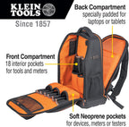 Klein Tools 62805BPTECH 28-Pocket Laptop Backpack Tool Bag, Tradesman Pro Extra-Large Tech Tool Backpack with Molded Bottom, Charging Port