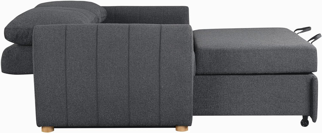 Serta Galway 66.5" Convertible Sleeper Loveseat, Full Size, Dreamcoil Comfort, FingerGuard Pinch Point Protection, Boucle Fabric, Charcoal