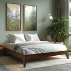 Acacia Mervyn Bed Frame Solid Wood Platform Bed, King Bed Frame No Headboard, Natural Wood Bed Compatible with All Mattress Types, No Box Spring Needed, Quick & Easy Assembly, Chocolate