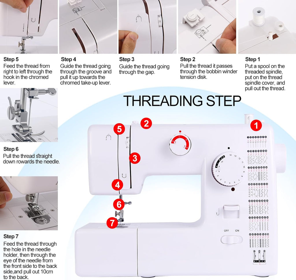 Multifunction Sewing Machines, Strong Motor with Enhanced Piercing Power, 59 Stitch Applications, Full Metal frame, Strong & Tough, with Foot Pedal, Storage Drawer, Accessory Kit