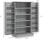 HOMCOM 41" Kitchen Pantry Storage Cabinet, Freestanding Kitchen Cabinet with 12 Door Shelves, Double Doors, 5-Tier Shelving and Adjustable Shelves, Gray
