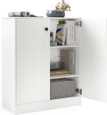 Giantex 2 Door Storage Base Cabinet - Freestanding Floor Cabinet with 3-Tier Shelf, 28” x 13.5” x 33.5”, Non-Slip Foot Pads, Kitchen Cupboard Storage Organizer for Living Room, Entryway, Office