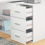 HSH White L Shaped Desk with Drawers Shelves, 360 Rotating Office Computer Desk with Storage Cabinet, Corner Home Office Desk Computer Table .55 Inch
