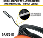 Klein Tools 56334 Electrical Fish Tape, Steel Wire Puller with Double Loop Tip, Optimized Housing and Handle for Heavy Duty Wire Pulls, 240-Foot