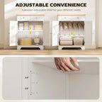 HOMCOM Sideboard Buffet Cabinet with Solid Wood Countertop, Modern Kitchen Storage Cabinet, Coffee Bar Cabinet with 2 Drawers, Doors and Adjustable Shelf, White