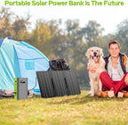 Portable Solar Generator with Panels  300W Power Station with Solar Panel 60W  110V AC Outlet Solar Power Pack Generator  Camping 65W Power Bank with DC for Laptop Smart Device RV Outdoor