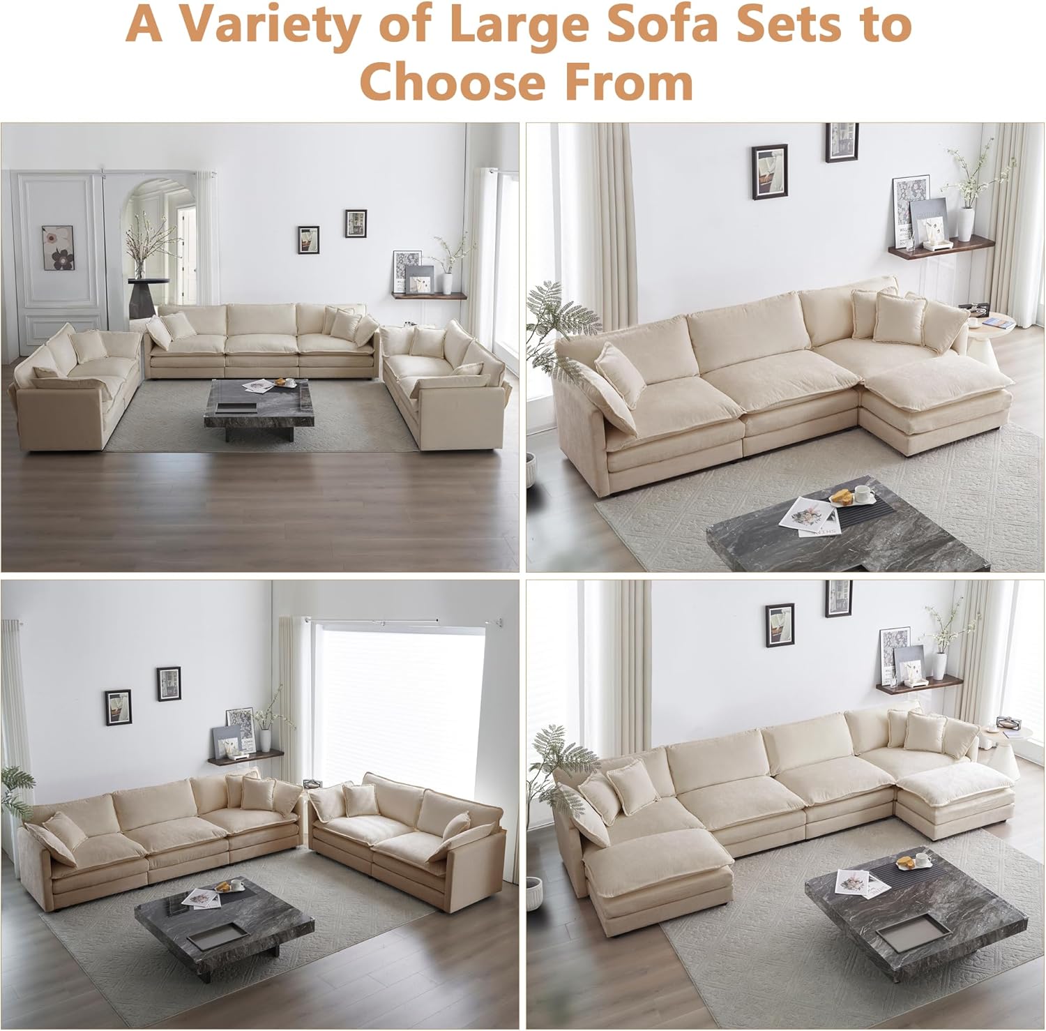 mikibama Luxury Loveseat Sofa Couch, 76" Modern Chenille Deep 2-Seater Cloud Couch with 2 Armrest Pillows and 2 Toss Pillows, Love Seat for Living Room Bedroom Office Apartment, Light Coffee