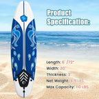 KOTEK 6' Surfboard, Surfing Board with 3 Removable Fins, Safety Leash, EPS Core & EPE Deck, Lightweight Surf Board for Teenagers, Adults, Beginners