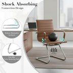 CIMOTA Waiting Room Chairs Leather Office Guest Chair Mid Back Reception Chairs with Sled Base for Meeting/Patient/Conference Room, Coffee Set of 8