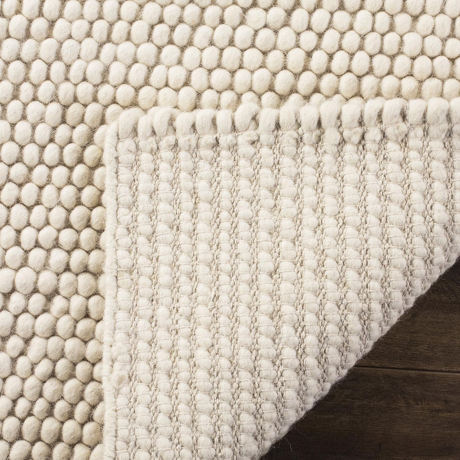 SAFAVIEH Natura Collection Area Rug - 12' Square, Ivory, Handmade Wool Blend, Textured Design, Ideal for Living Room, Bedroom, Dining Space (NAT620A)