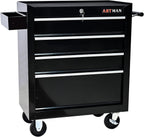 4-Drawer Rolling Toolbox Cabinet, Large Capacity Metal Toolbox with Wheels and Key Lock, Rolling Toolbox Organizer Toolbox, Heavy-Duty Industrial Service cart Storage Organizer