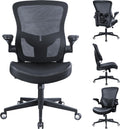 Heavy Duty Office Chair, 400lbs Ergonomic Desk Office Chair for Heavy People, Home Office Desk Chairs with Flip-Up Arms Computer Executive Task Chair with Adjustable Lumbar Support