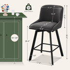 Swivel Counter Height Bar Stools Set of 4, 26''H Upholstered Barstools with Backs, Modern Bar Stool Chairs for Kitchen Island, Metal Legs, Fabric, Black Grey Stools Counter Chair